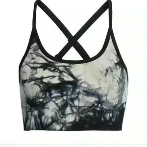 Good American Good Body tie dye black white workout top NEW $135